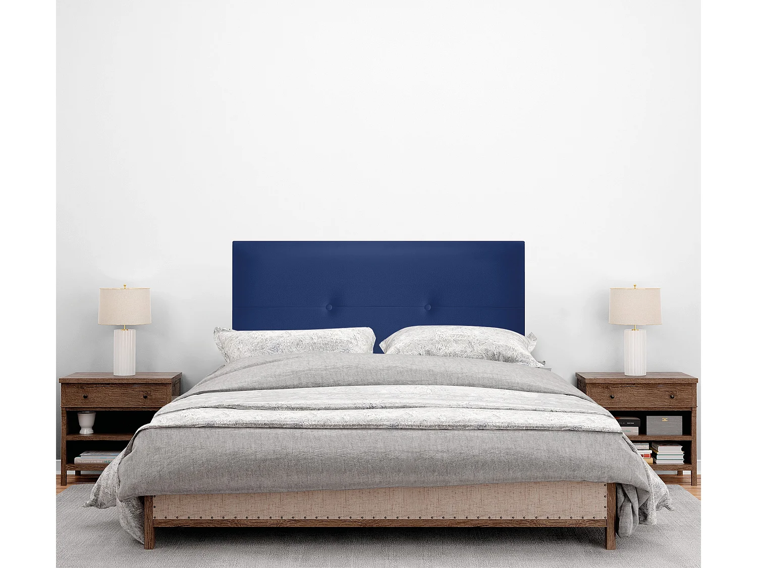 DHOME Testiera in de Similpelle con bottoni 95x50cm Letti 90 - Blu