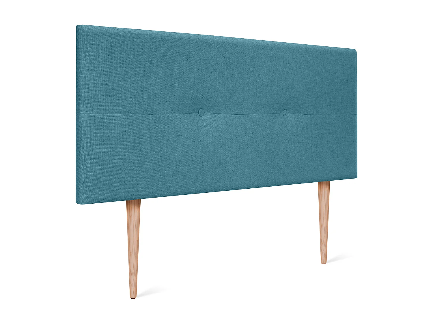 DHOME Kopfteil aus Naturleinen mit Knöpfen 95x105cm Mit Beinen Betten 90 - Türkis