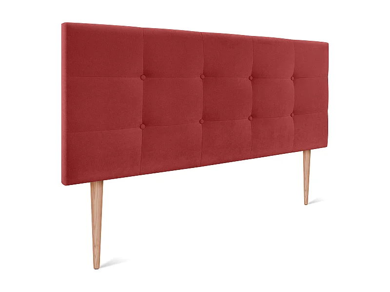 DHOME Tête de Lit en Tissu Aqualine Capitonné 150x115cm avec Pieds Lit 150 - Rouge