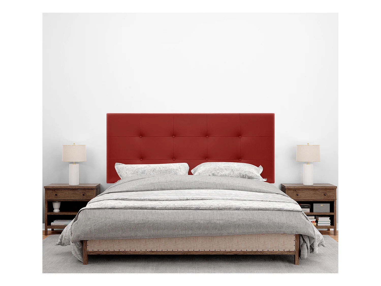 DHOME Tête de lit en Similicuir Capitonné 150x60cm Lits 150 - Rouge