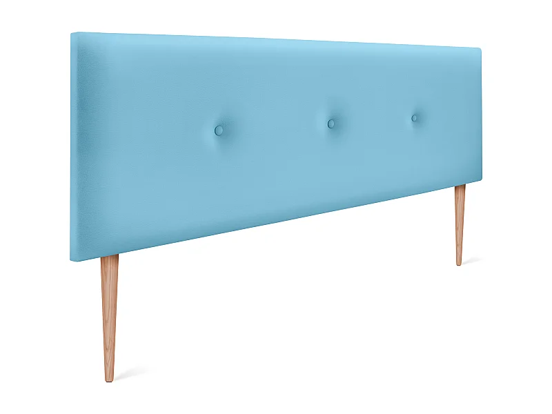 DHOME Glad kunstleer hoofdeinde met knopen 160x105cm met bedpoten 150/160 - Lichtblauw