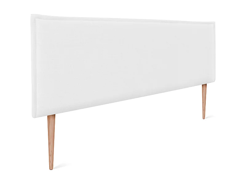 DHOME Glad natuurlijk linnen hoofdeinde met bies 135x105cm met bedpoten 120/135 - Wit