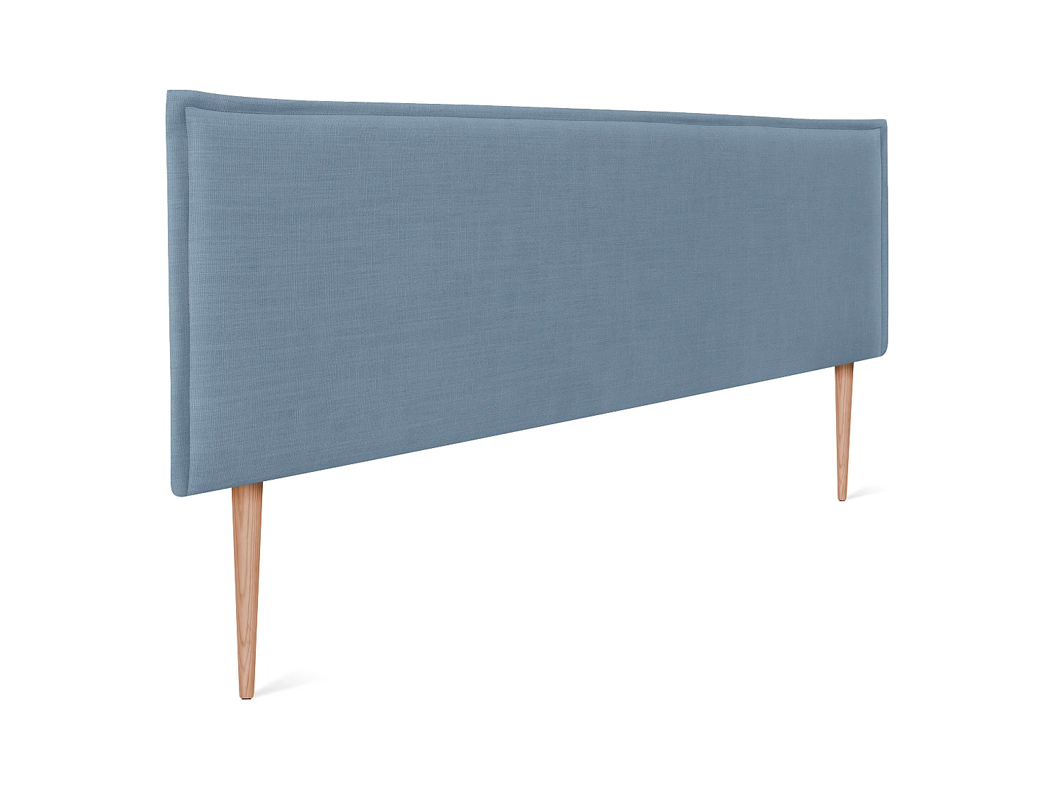 DHOME Tête de lit en lin naturel lisse avec garniture 135x105cm avec pieds Lits 120/135 - Bleu