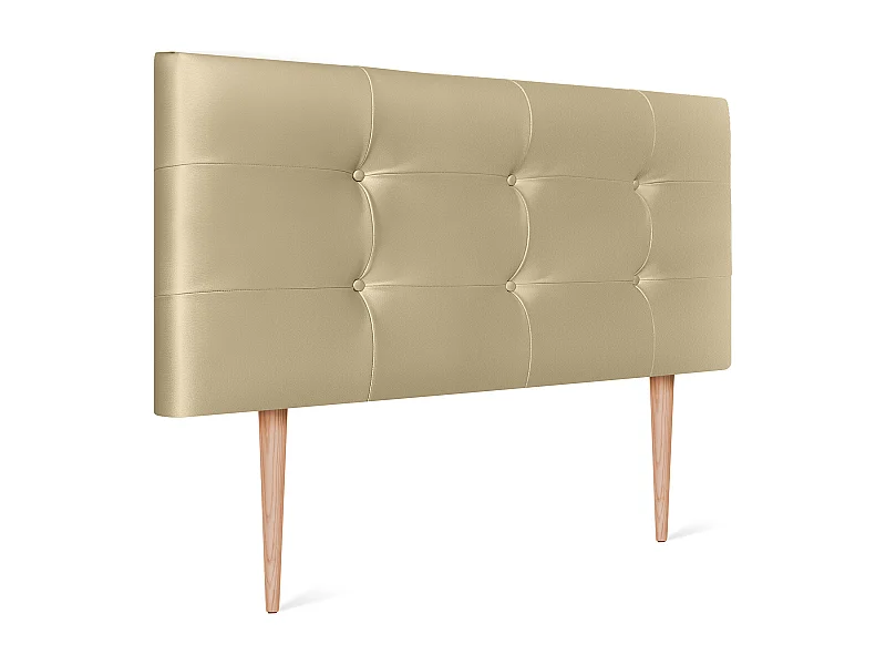 DHOME Tête de lit en Similicuir Capitonné 95x115cm avec Pieds Lits 90 - Champagne