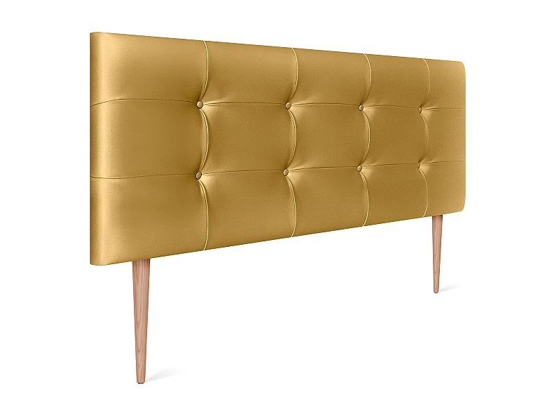 DHOME getuftetes Kunstleder-Kopfteil 160 x 115 cm mit Bettbeinen 150/160 – Gold