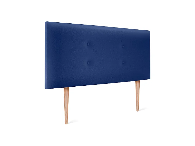 DHOME Kopfteil aus Kunstleder mit 2 Reihen Knöpfen 90x105cm Mit Beinen Betten 80/90 - Blau