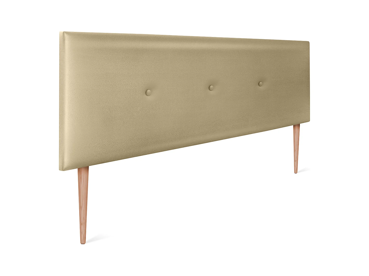 DHOME Tête de lit simili cuir lisse avec Boutons 135x105cm avec pieds Lits 120/135 - Champagne