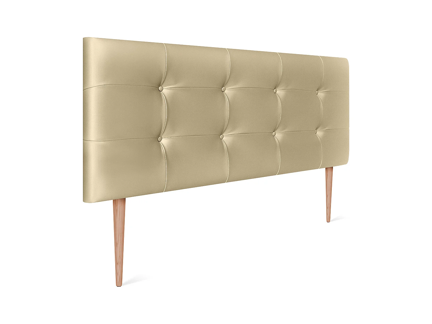 DHOME Tête de lit en Similicuir Capitonné 160x115cm avec Pieds Lits 150/160 - Champagne