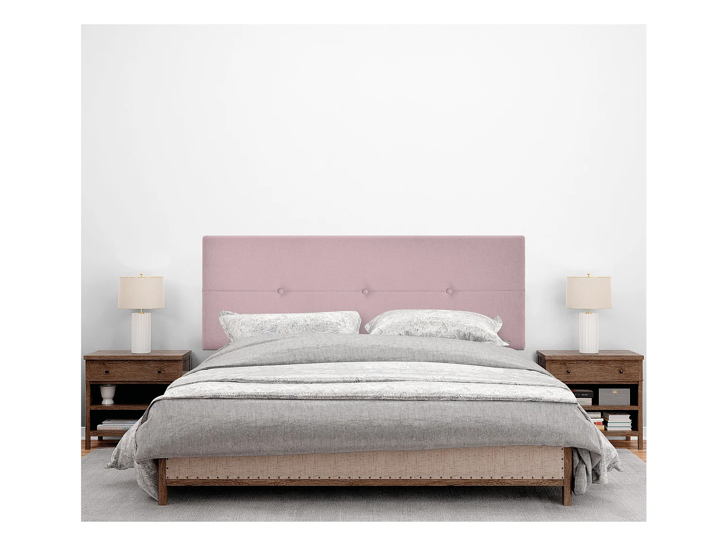 DHOME Tête de lit en tissu Aqualine avec Boutons 135x105cm avec pieds Lits 120/135 - Saumon