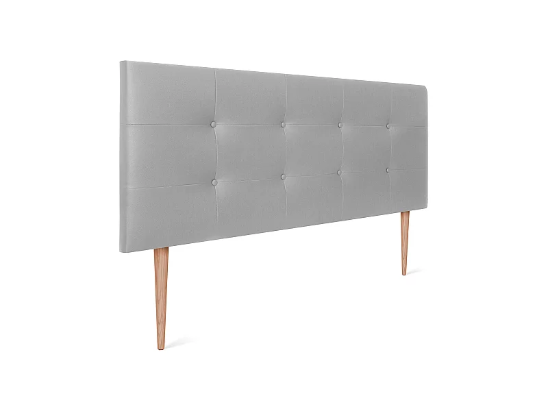 DHOME getuftetes Kunstleder-Kopfteil 150 x 115 cm mit Bettbeinen 150 – Hellgrau