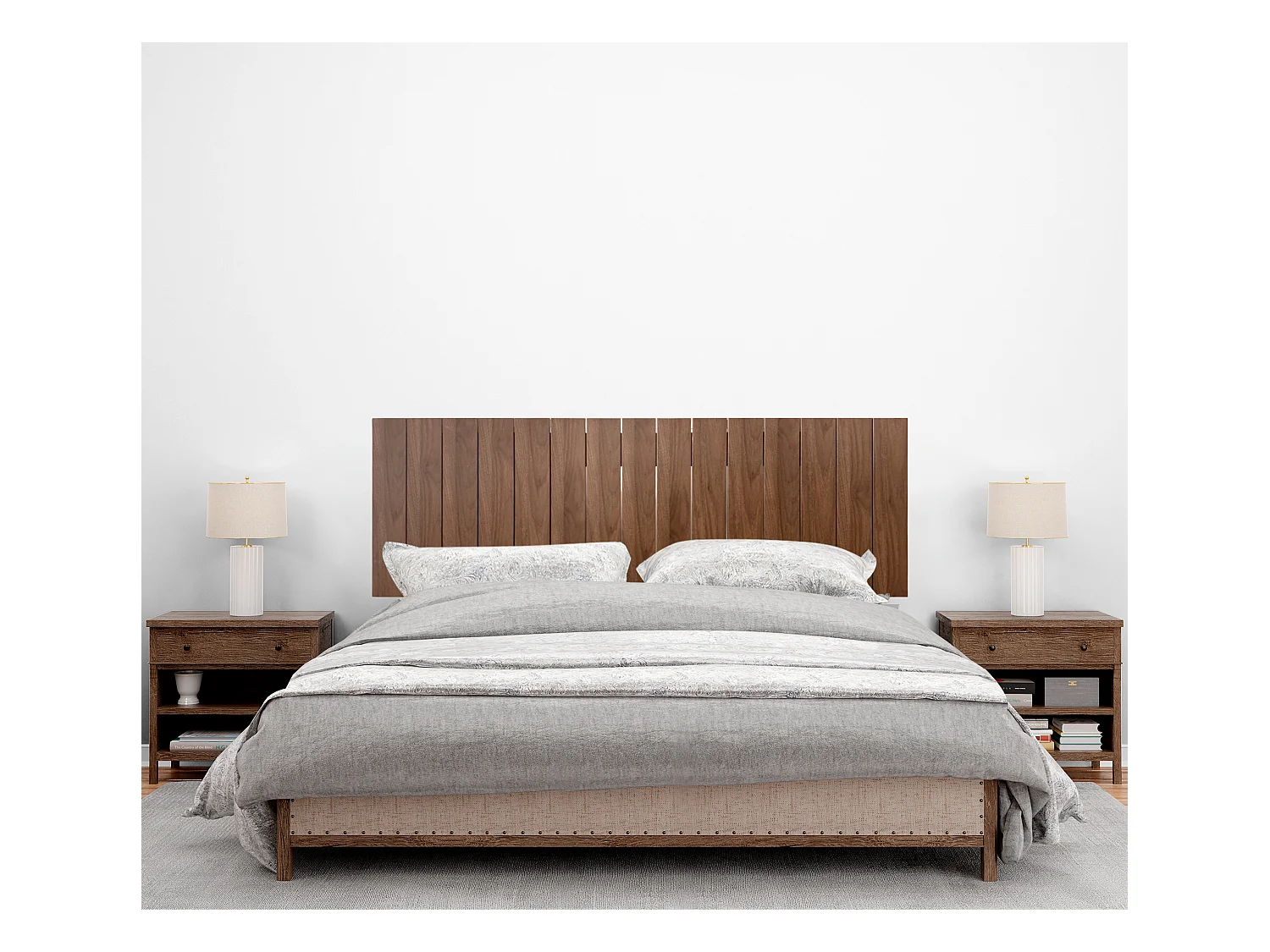 DHOME Gerecycled DM houten hoofdeinde verticale palletstijl 135x46cm bedden 120/135 - Walnoothout