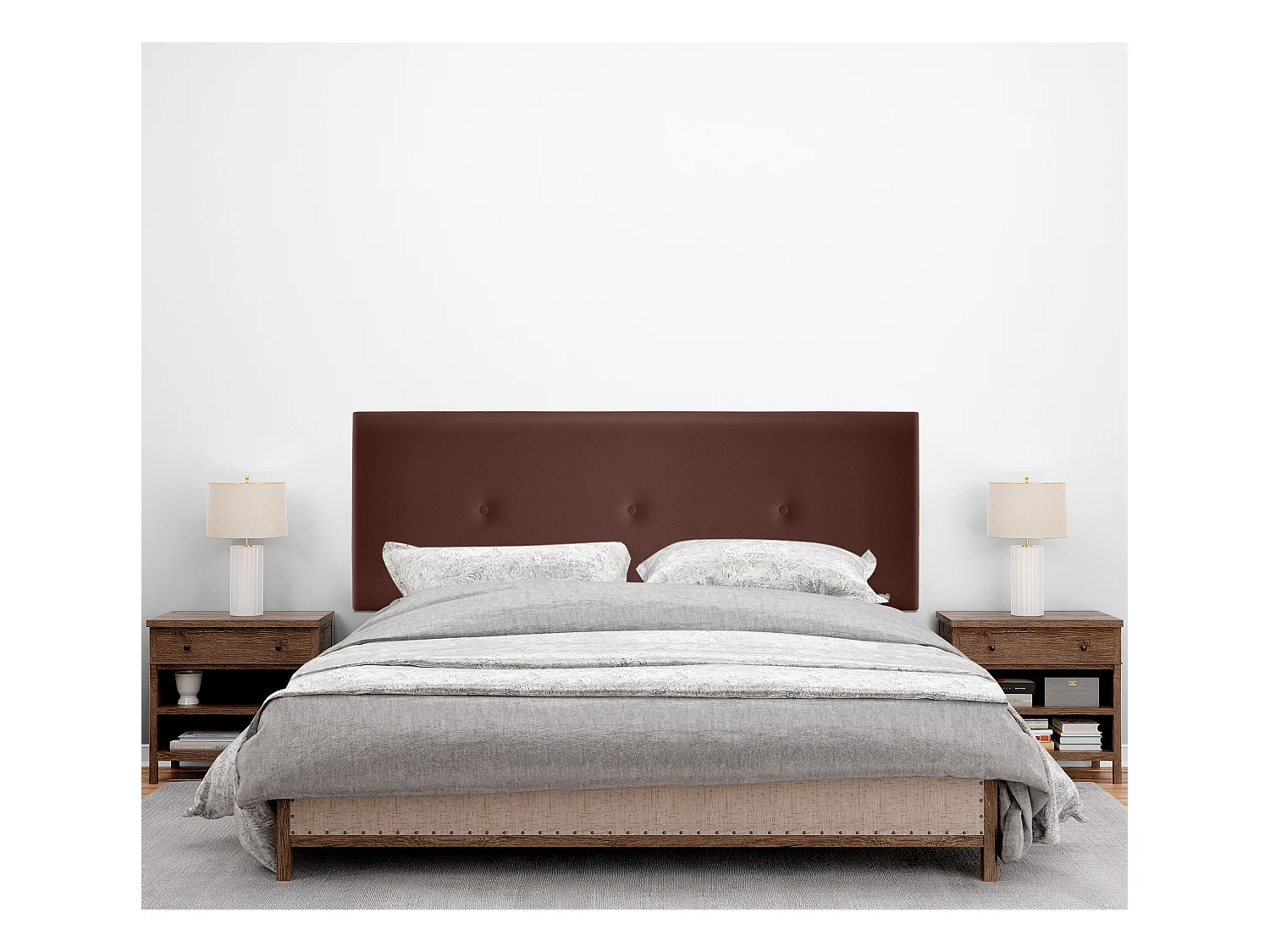 DHOME Tête de lit en Similicuir Lisse avec Boutons 150x105cm avec Pieds Lits 150 - Chocolat