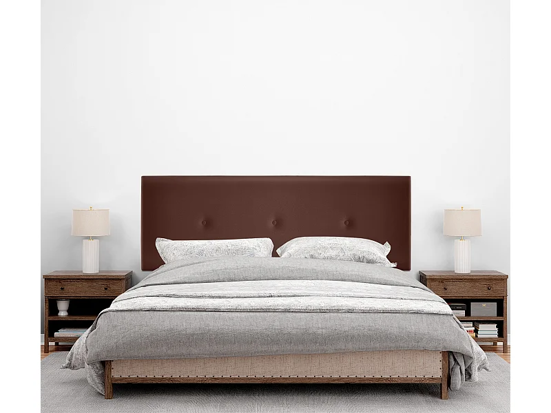 DHOME Tête de lit en Similicuir Lisse avec Boutons 150x105cm avec Pieds Lits 150 - Chocolat