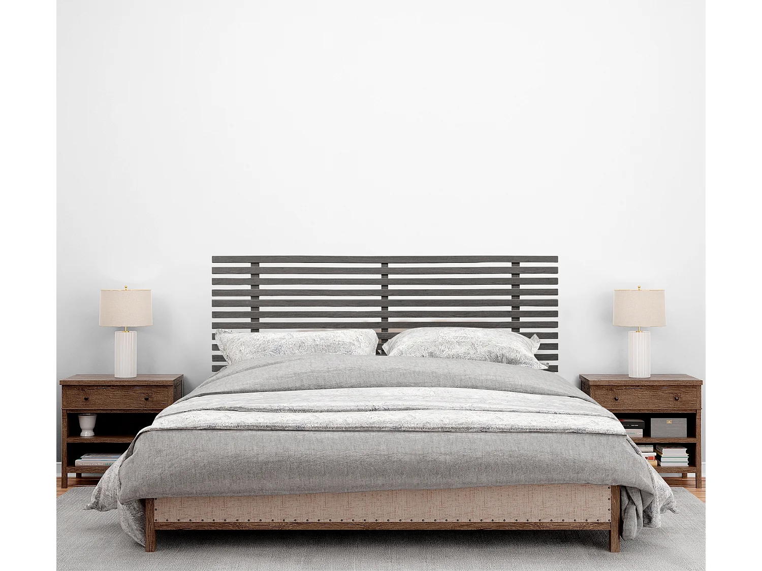 DHOME Gerecycleerd DM houten hoofdeinde Japanse stijl 145x46cm bedden 135/140 - Houtessen