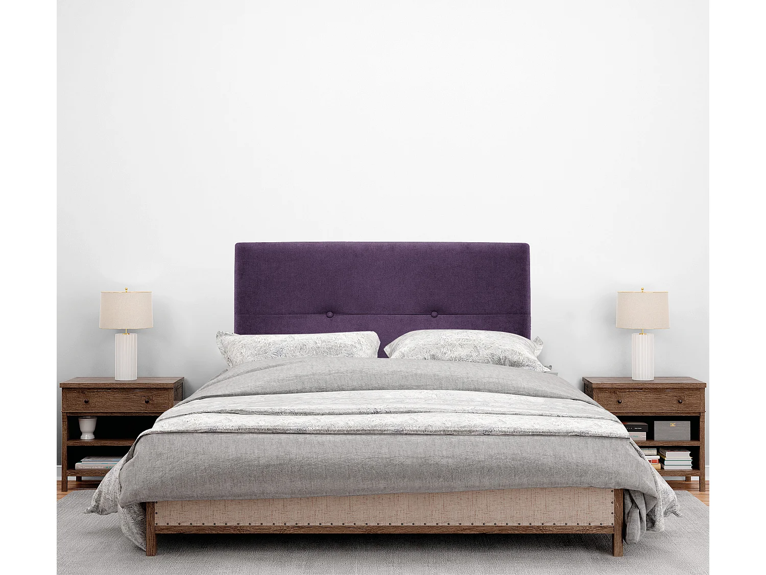 DHOME Hoofdeinde van Aqualine stof met knopen 105x50cm Bedden 105 - Lila