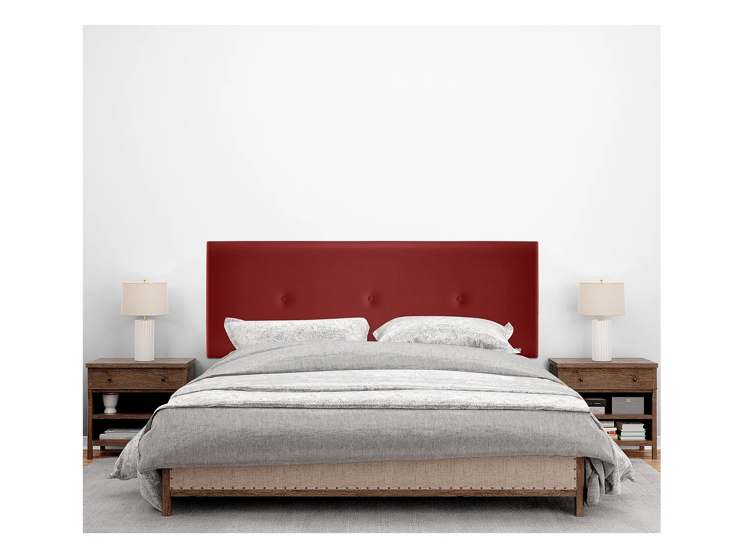 DHOME Tête de lit simili cuir lisse avec Boutons 160x50cm Lits 150/160 - Rouge