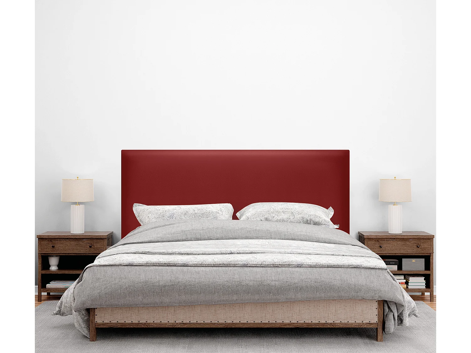 DHOME Cabeceira de  Couro sintético Liso Até o chão 150x120cm Camas 150 - Vermelho