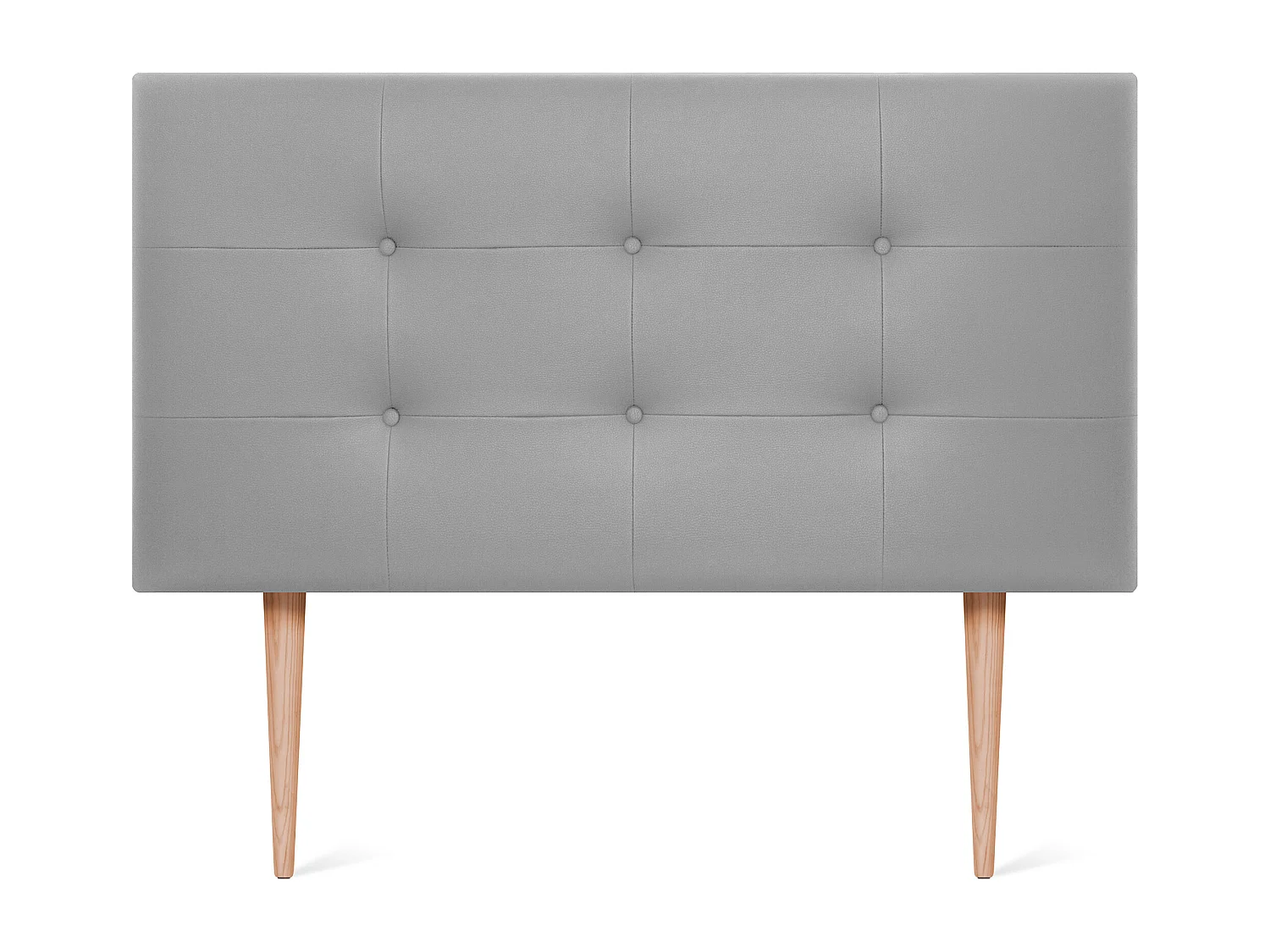 DHOME getuftetes Kunstleder-Kopfteil 110 x 115 cm mit Bettbeinen 105 – Hellgrau