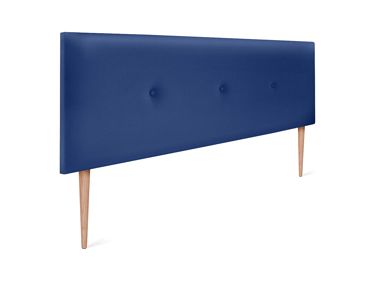 DHOME Tête de lit simili cuir lisse avec Boutons 145x105cm avec pieds Lits 135/140 - Bleu