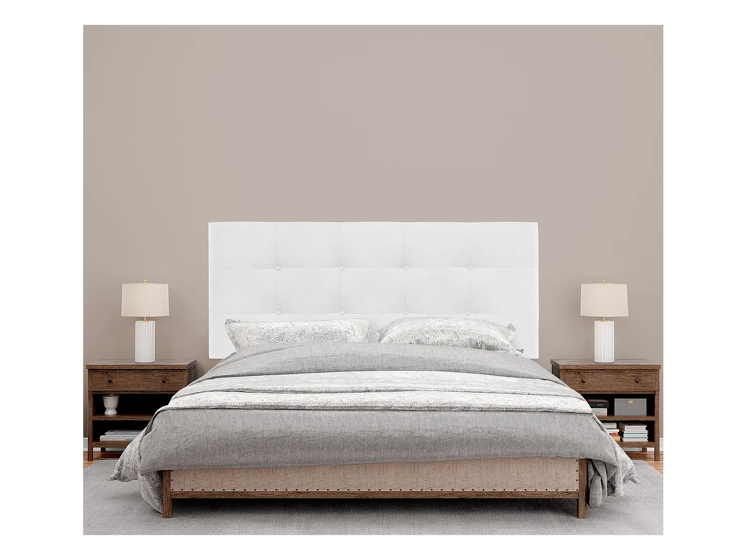 DHOME Tête de lit en tissu Aqualine Capitoné 160x60cm Lits 150/160 - Blanc