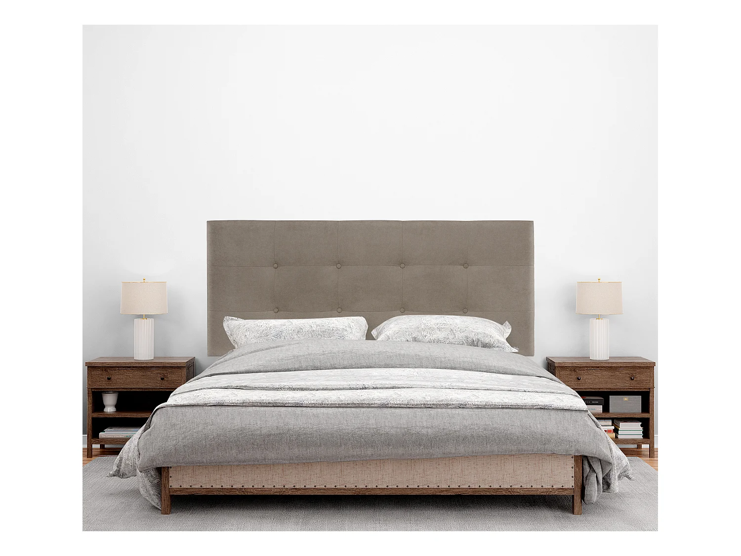 DHOME Tête de Lit en Tissu Aqualine Capitonné 160x60cm Lits 150/160 - Terre