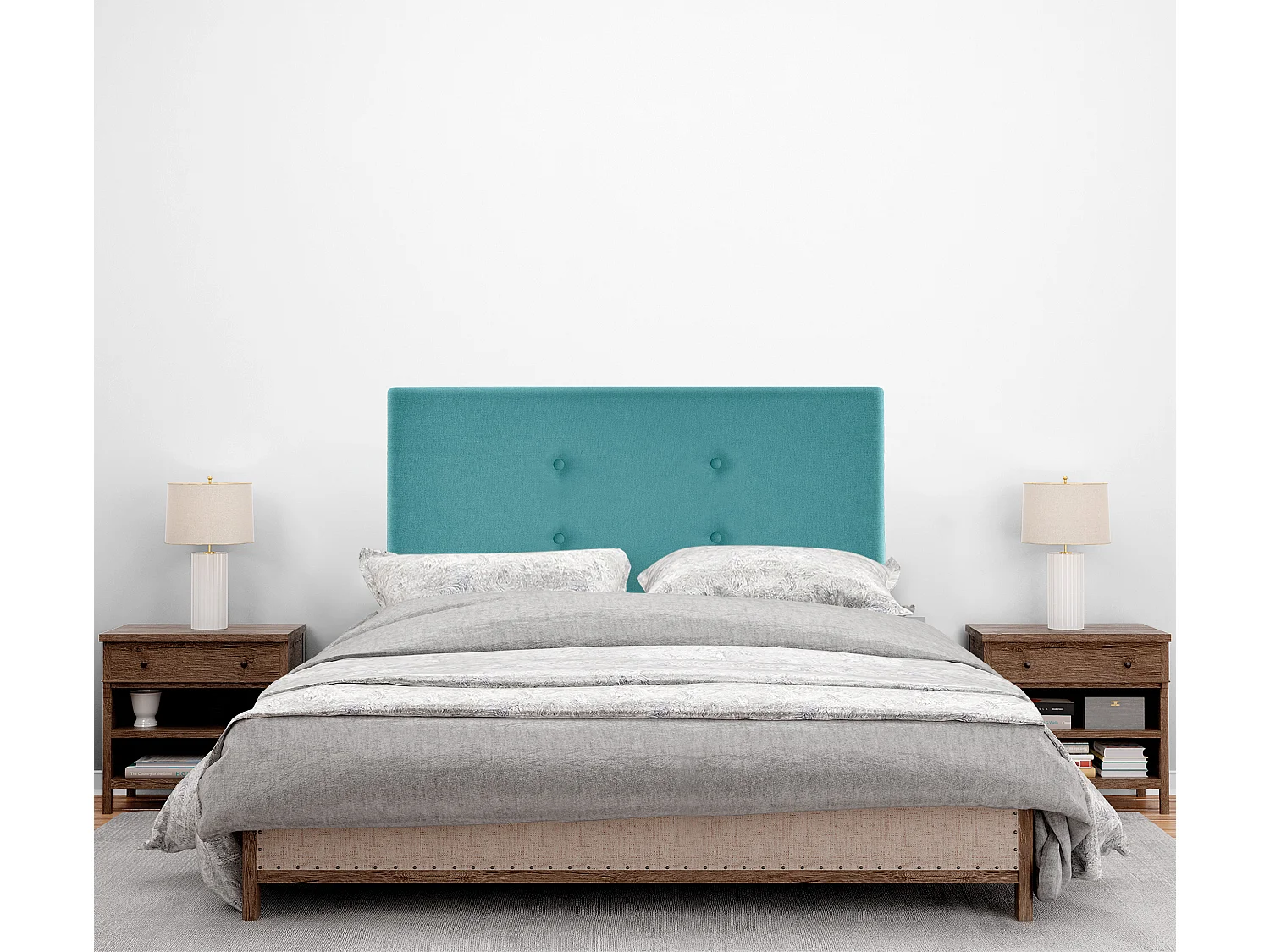 DHOME Aqualine Stoff-Kopfteil mit 2 Reihen von Knöpfen 95x50cm Betten 90 - Türkis