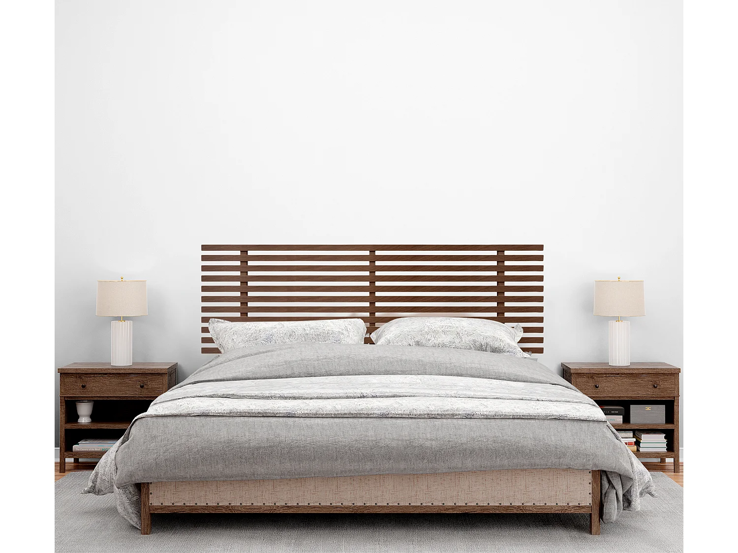 DHOME Tête de lit en bois recyclé MDF Style Japonais 160x46cm Lits 150/160 - Bois Noyer