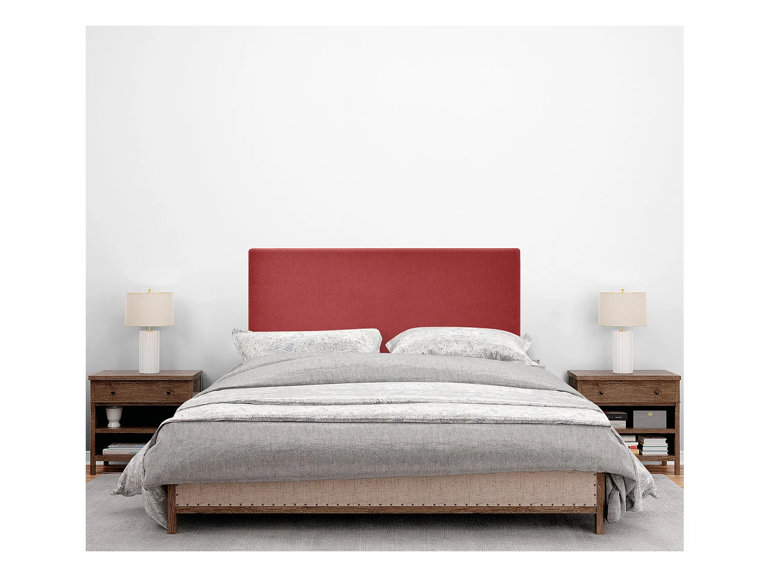 DHOME Stoff-Kopfteil Aqualine Glatt 95x50cm Betten 90 - Rot