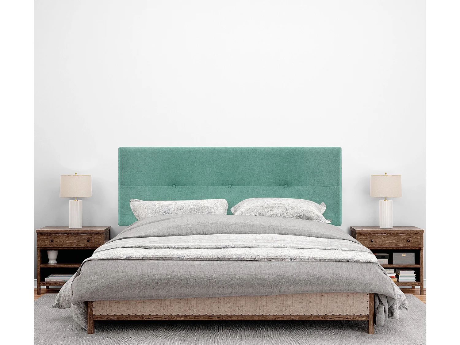 DHOME Cabeceira de  Tecido AquaLinho com Botões 145x50cm Camas 135/140 - Verde água