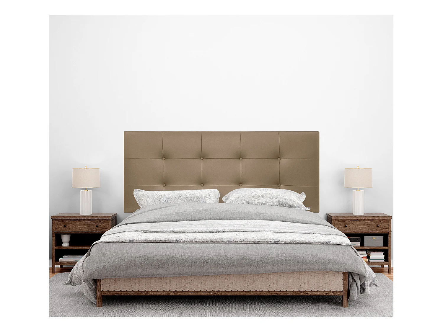 DHOME Tête de Lit en Similicuir Capitonnée 145x60cm Lit 135/140 - Marron Clair