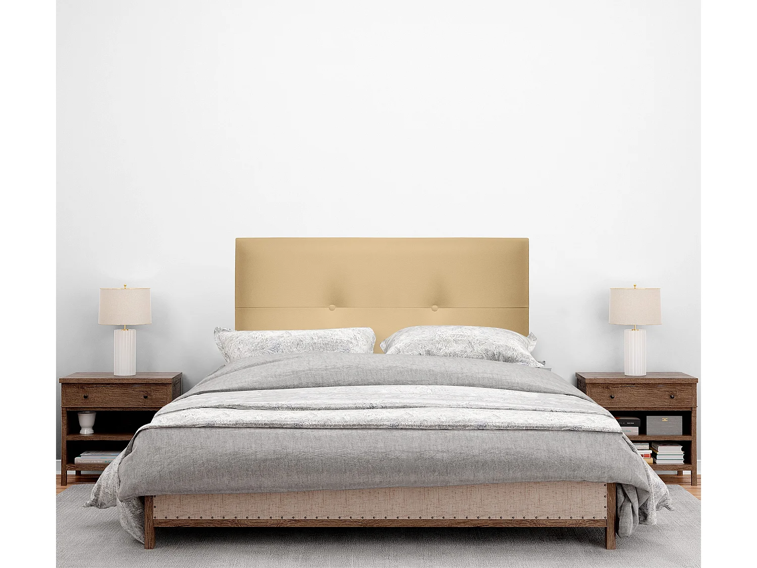 DHOME Kunstleer hoofdeinde met knopen 95x50cm bedden 90 - Vanille