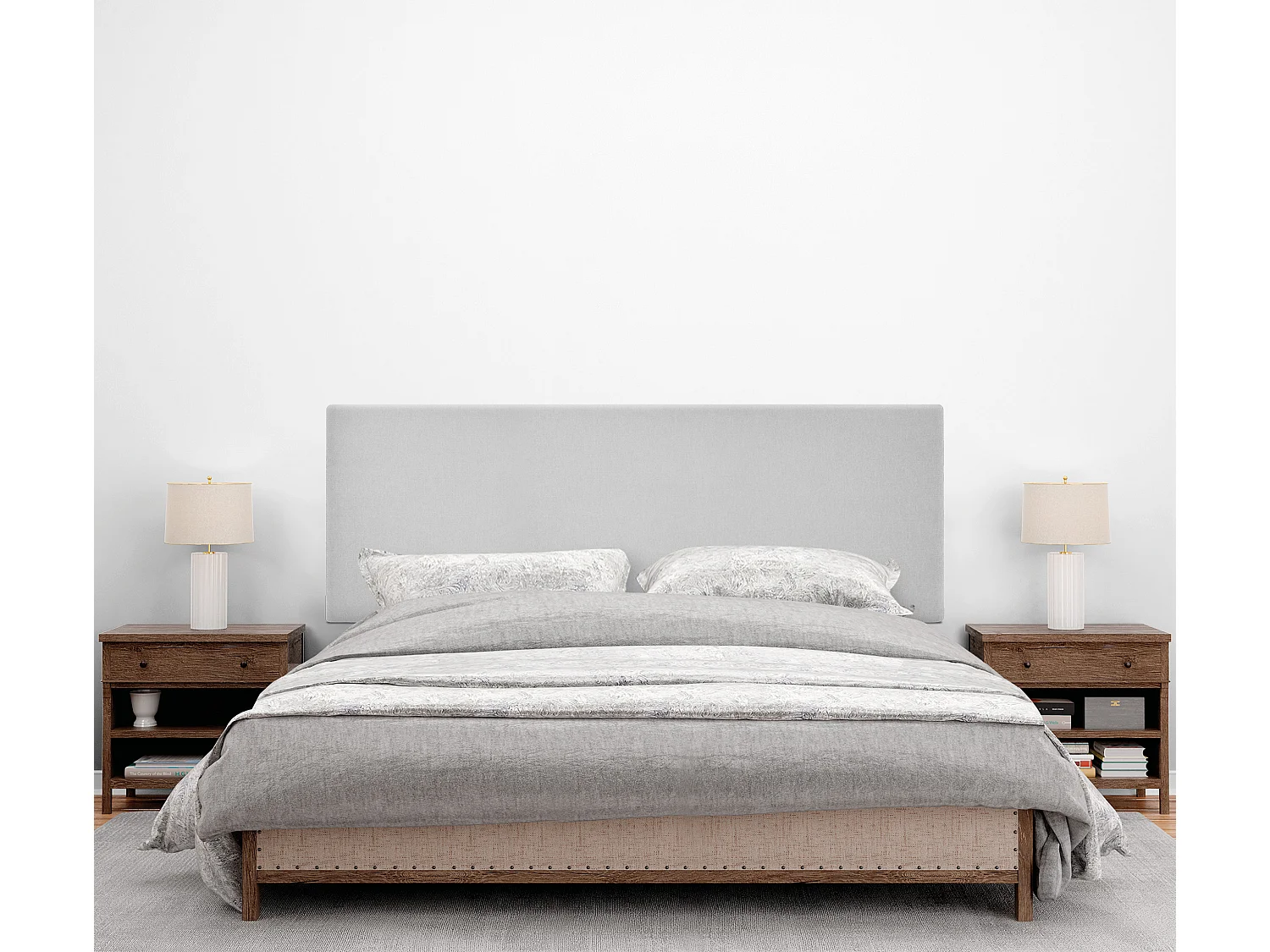 DHOME Cabeceira de  Tecido AquaLinho Liso Até o chão 160x120cm Camas 150/160 - Cinza Pérola