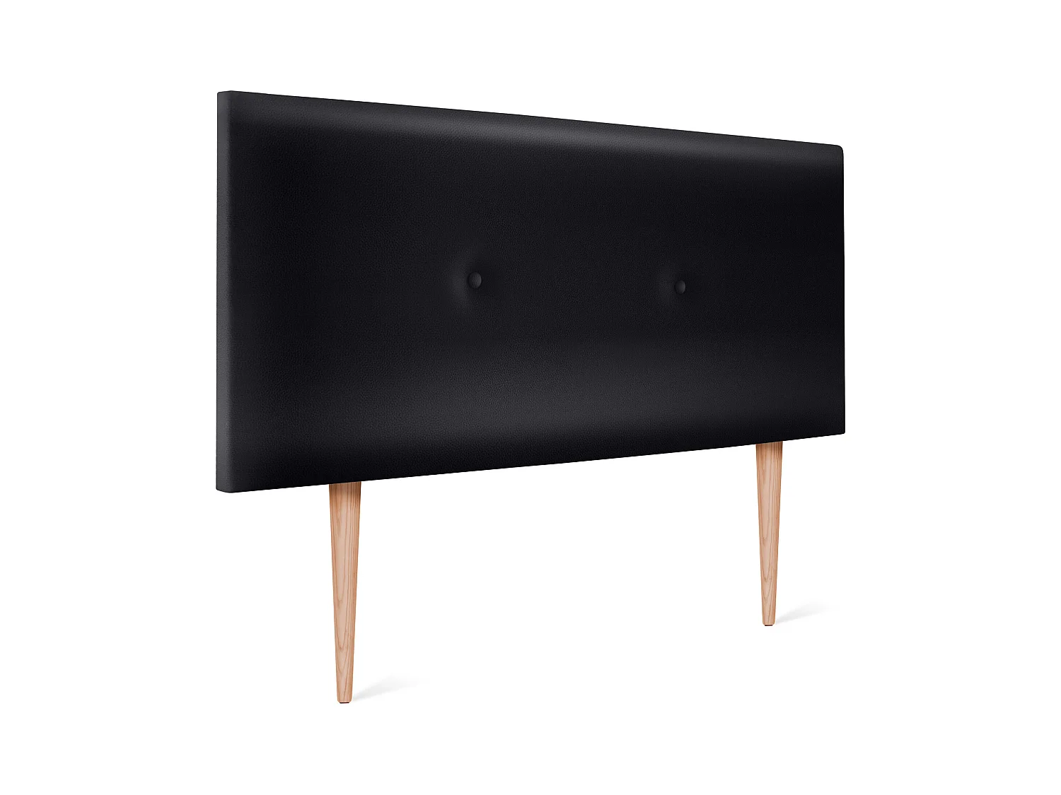 DHOME Tête de lit simili cuir lisse avec Boutons 90x105cm avec pieds Lits 80/90 - Noir