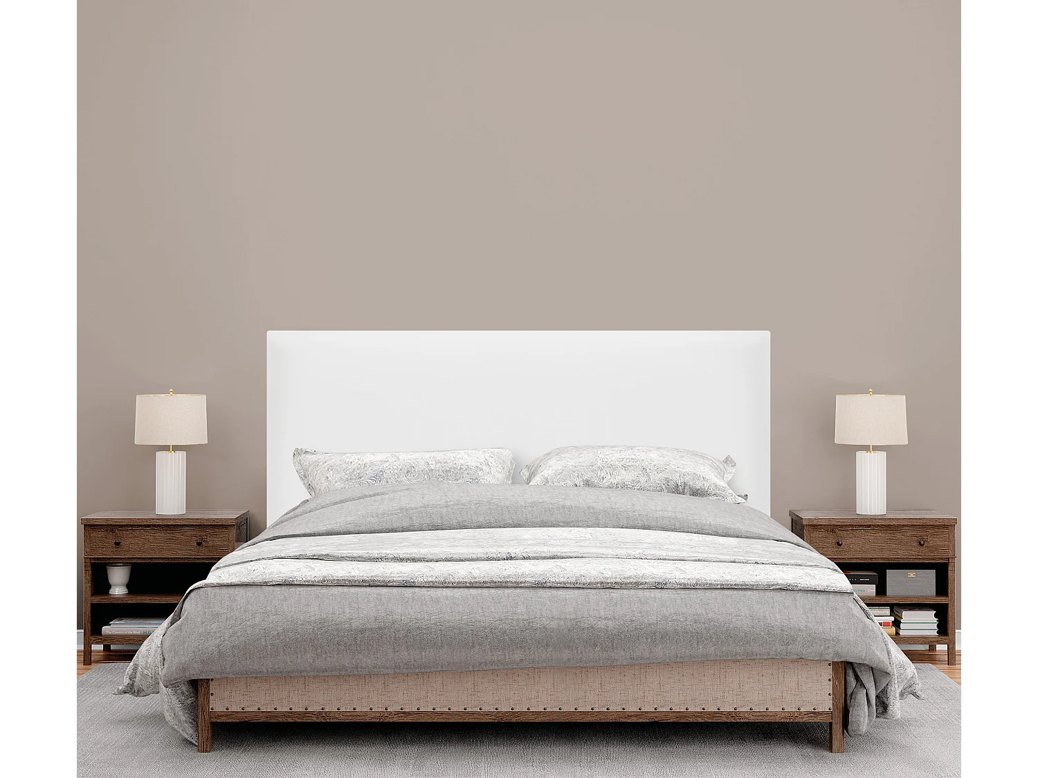 DHOME Cabeceira de  Couro sintético Liso Até o chão 150x120cm Camas 150 - Blanco