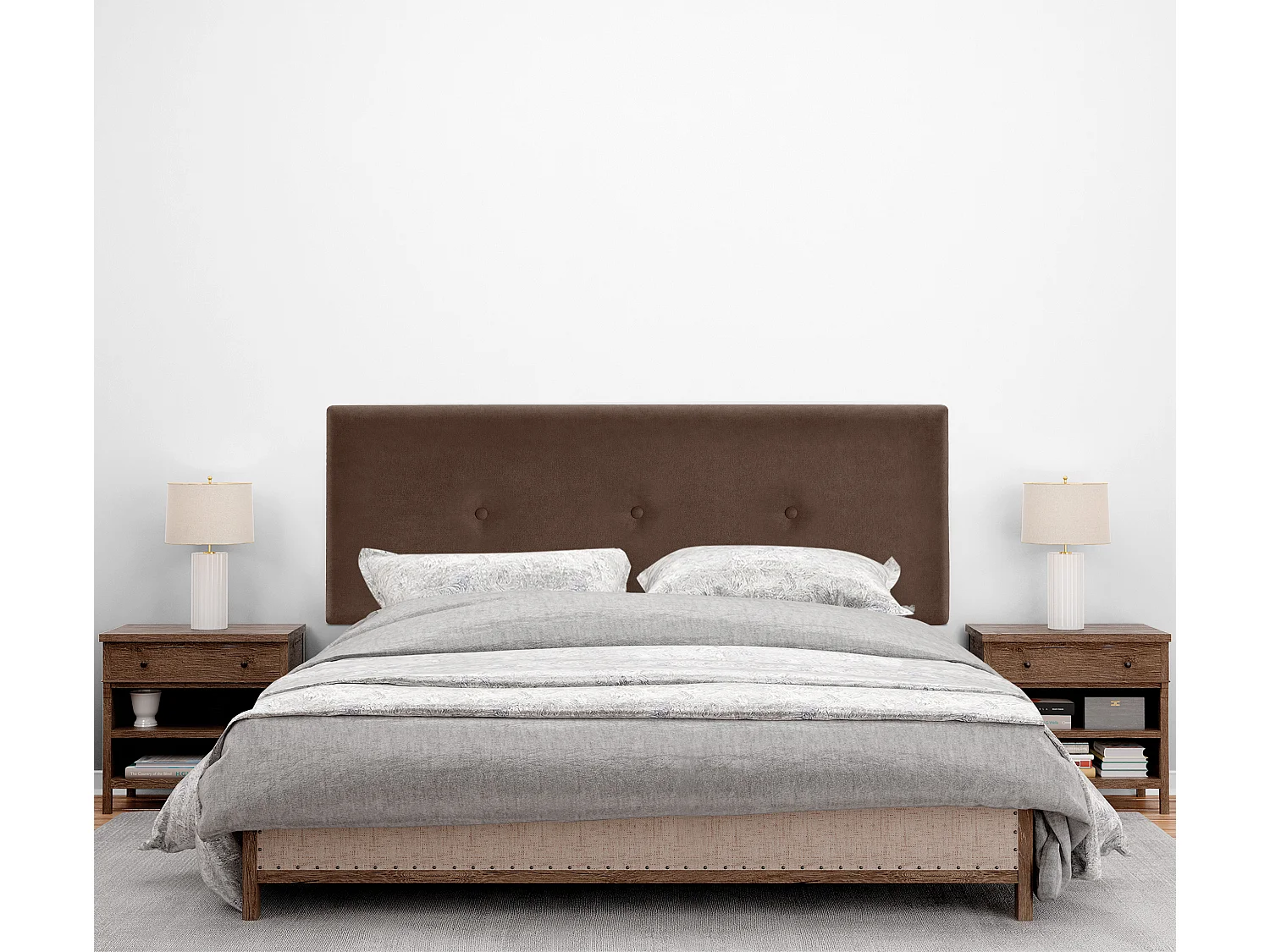 DHOME Cabecero de Tela Aqualine Liso con Botones 150x50cm Camas 150 - Marrón