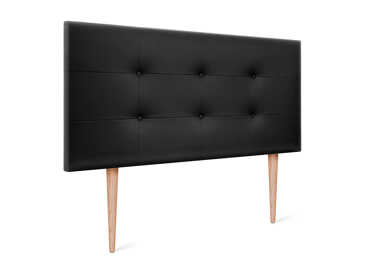 DHOME Tête de lit en Similicuir Capitonné 95x115cm avec Pieds Lits 90 - Noir