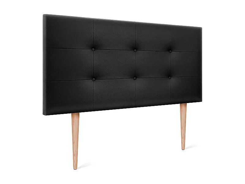 DHOME Tête de lit en Similicuir Capitonné 95x115cm avec Pieds Lits 90 - Noir