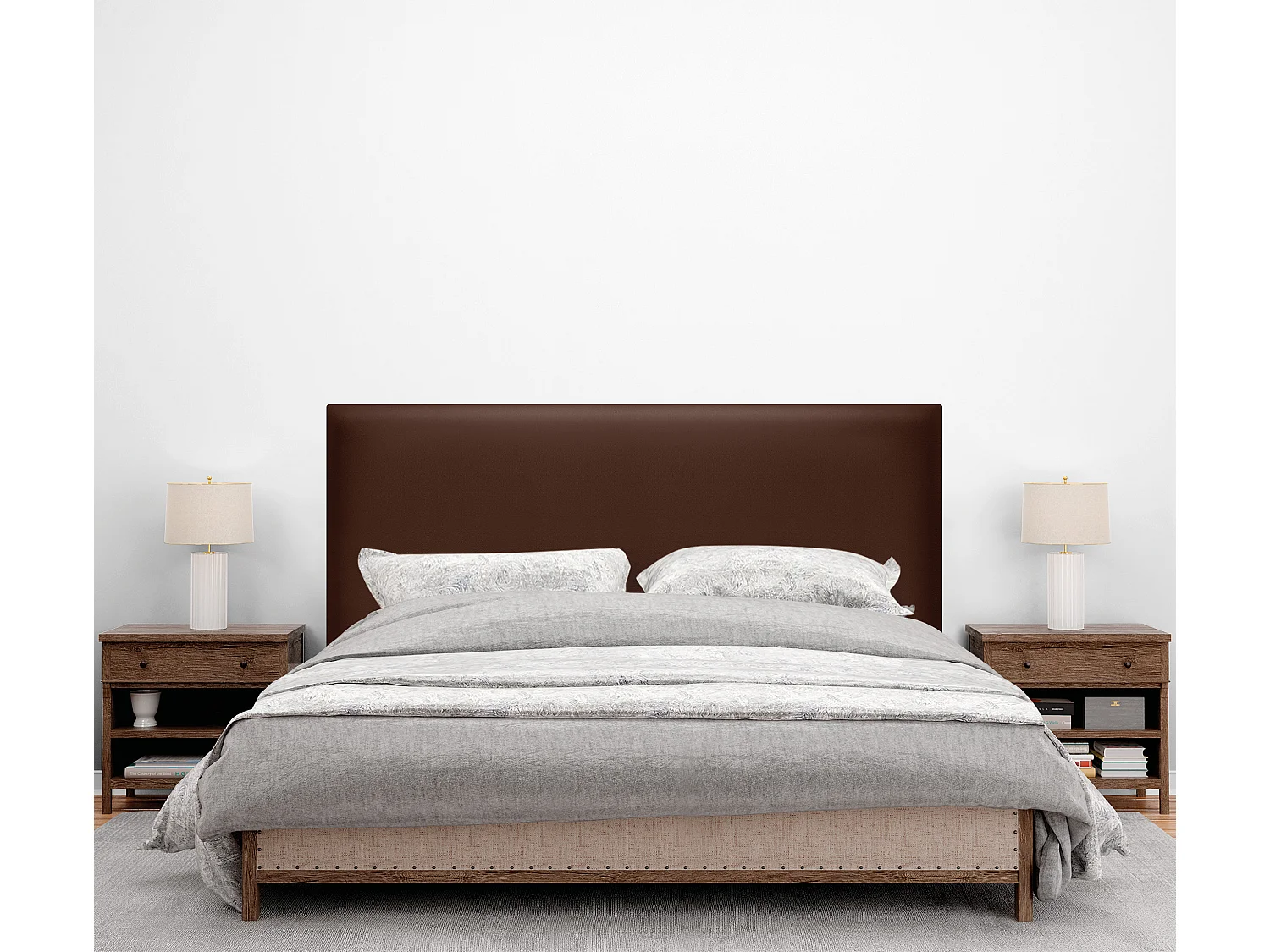 DHOME Cabeceira de  Couro sintético Liso Até o chão 135x120cm Camas 120/135 - Chocolate