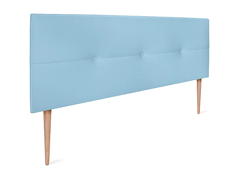 DHOME Tête de lit similicuir avec Boutons 160x105cm avec pieds Lits 150/160 - Bleu Ciel