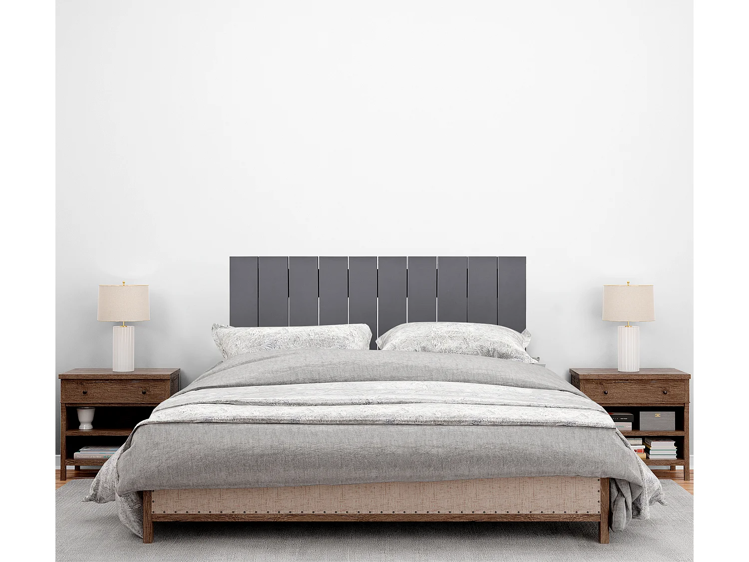 DHOME Testata in Legno riciclato MDF Stile Pallet Verticale 110x46 Letti 105 - Grigio Solido