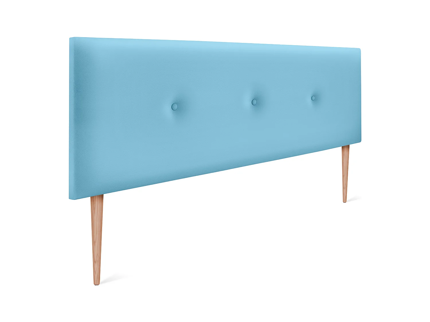 DHOME Tête de lit simili cuir lisse avec Boutons 135x105cm avec pieds Lits 120/135 - Bleu Ciel