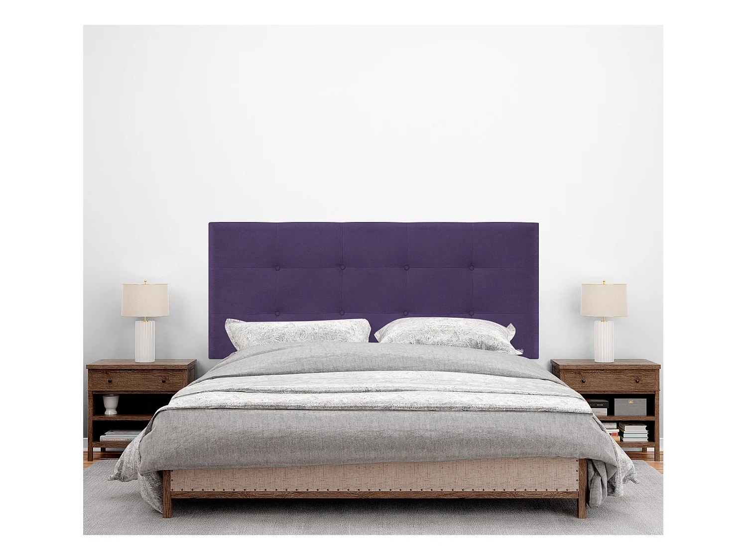 DHOME Tête de lit en simili cuir lisse jusqu'au sol 90x120cm pour lits 80/90 - Lilas