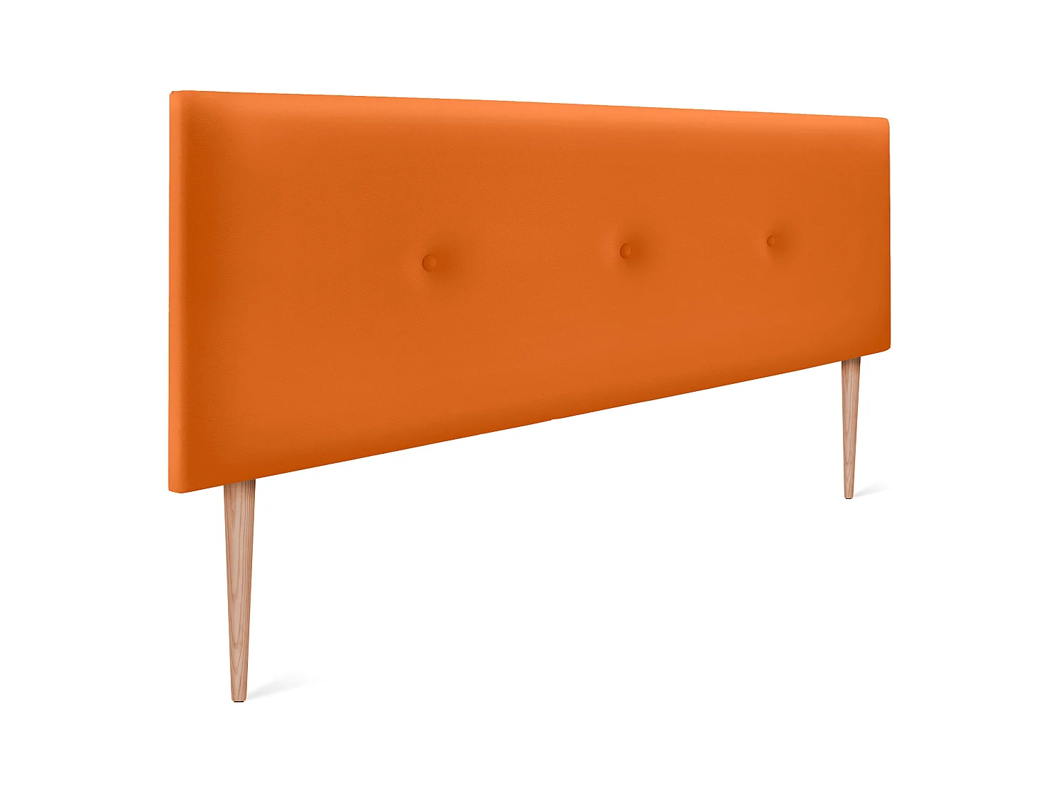 DHOME Tête de lit simili cuir lisse avec Boutons 135x105cm avec pieds Lits 120/135 - Orange