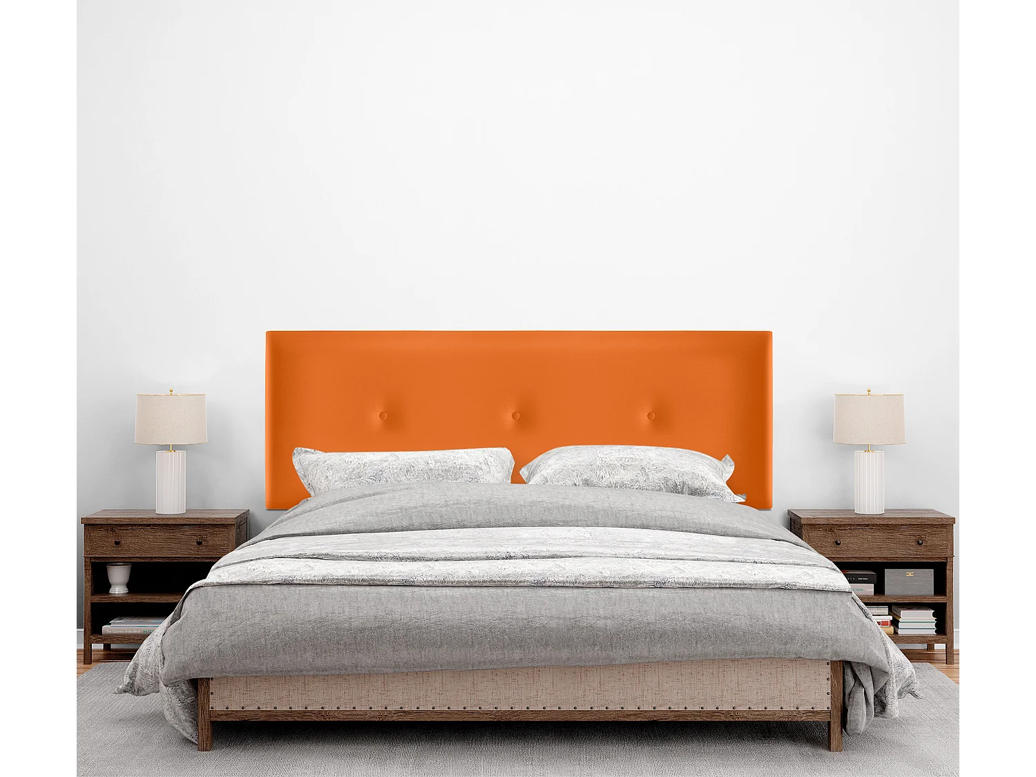 DHOME Tête de lit simili cuir lisse avec Boutons 160x50cm Lits 150/160 - Orange