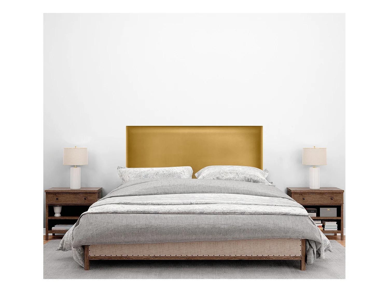 DHOME Tête de lit simili cuir lisse 110x105cm avec pieds Lits 105 - Doré