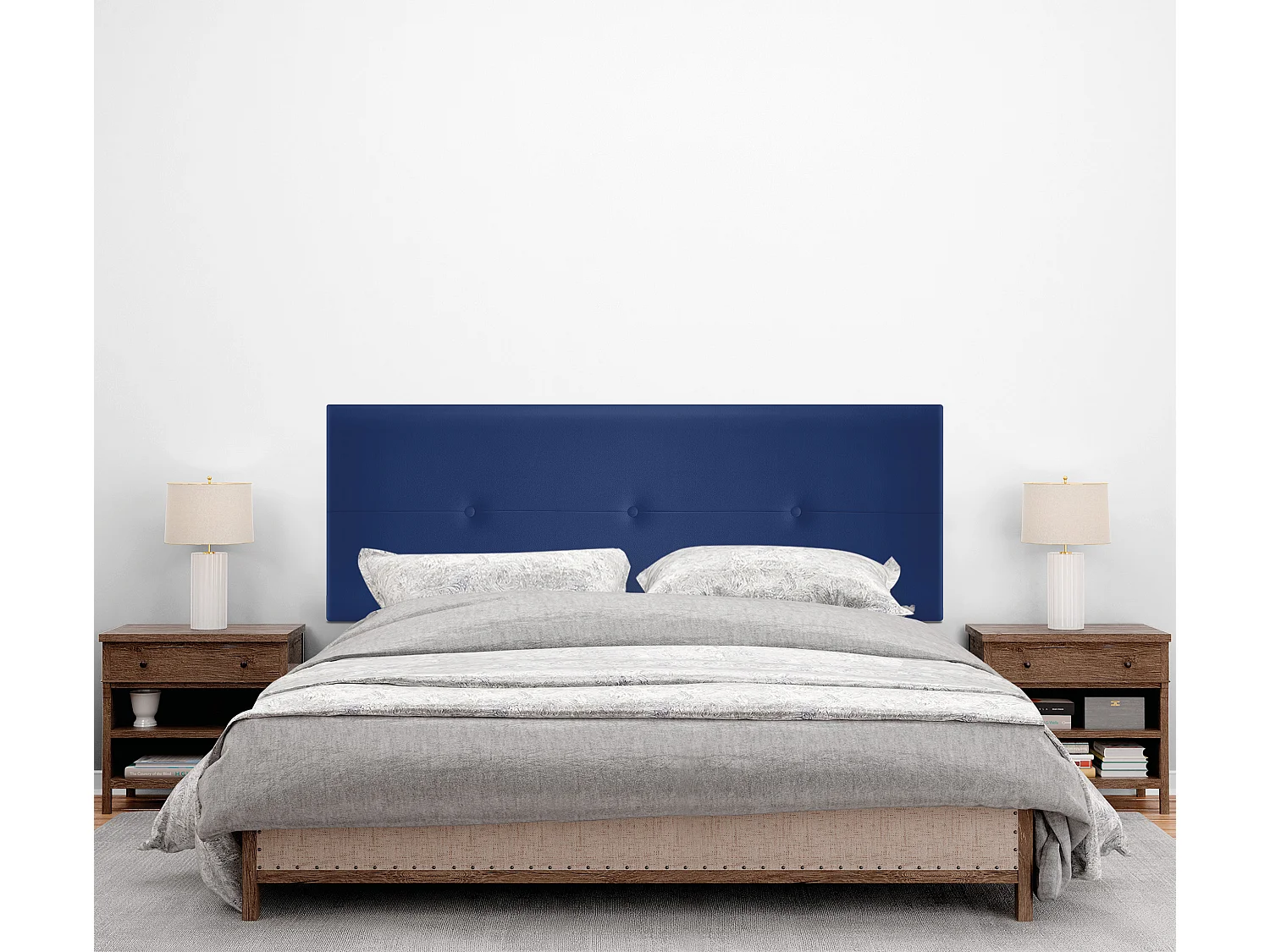 DHOME Kunstleer Hoofdeinde met Knopen 160x105cm met Bedpoten 150/160 - Blauw