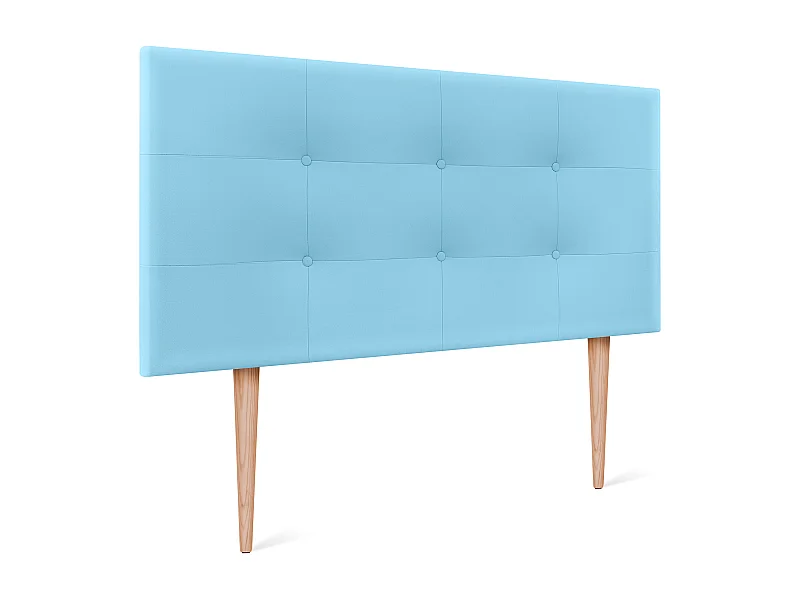 DHOME Getuft kunstleer hoofdeinde 95x115cm met bedpoten 90 - Lichtblauw