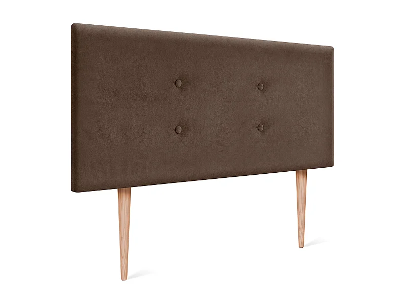 DHOME Tête de lit en tissu Aqualine avec 2 rangées de boutons 110x105cm avec pieds Lits 105 - Marron