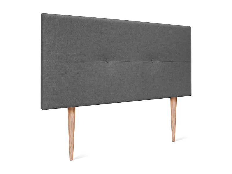 DHOME Natuurlijk Linnen Hoofdeinde met Knopen 105x105cm met Bedpoten 105 - Donkergrijs