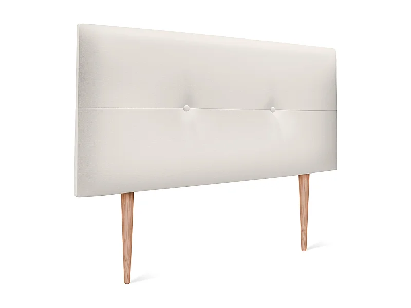 DHOME Tête de lit similicuir avec Boutons 95x105cm avec pieds Lits 90 - Blanc Osseux